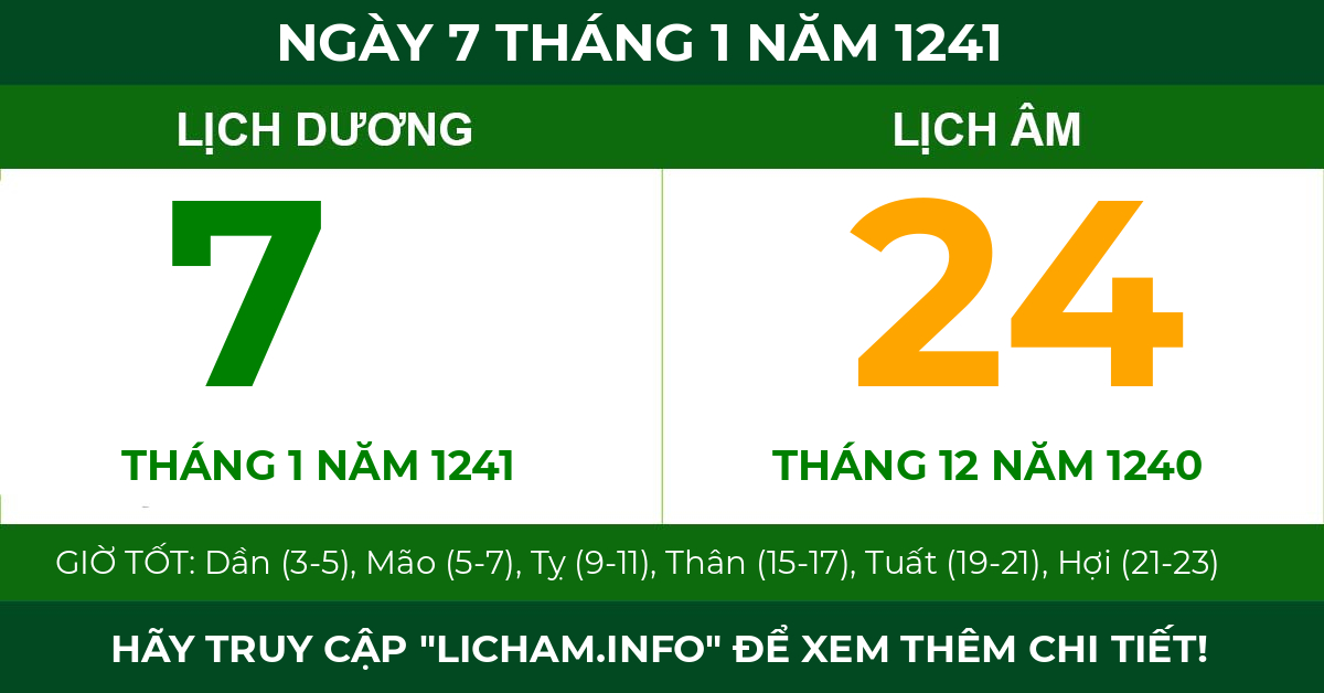lịch âm ngày 7 tháng 1 năm 1241