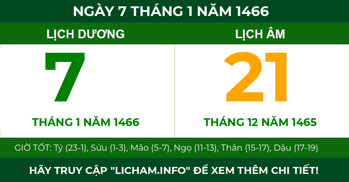 lịch âm ngày 7 tháng 1 năm 1466