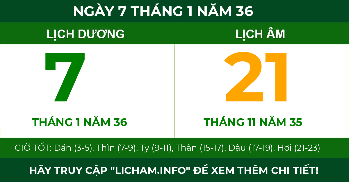 lịch âm ngày 7 tháng 1 năm 36