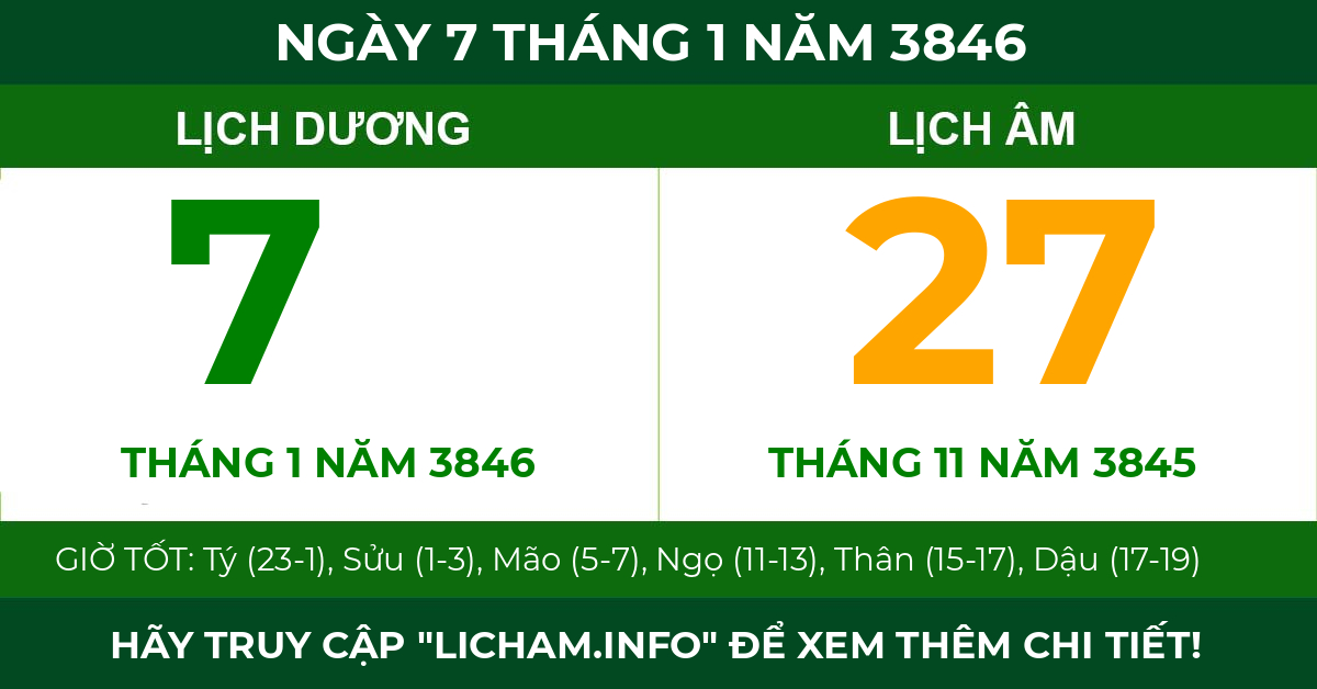 lịch âm ngày 7 tháng 1 năm 3846