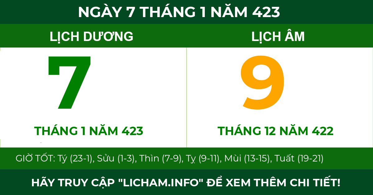 lịch âm ngày 7 tháng 1 năm 423
