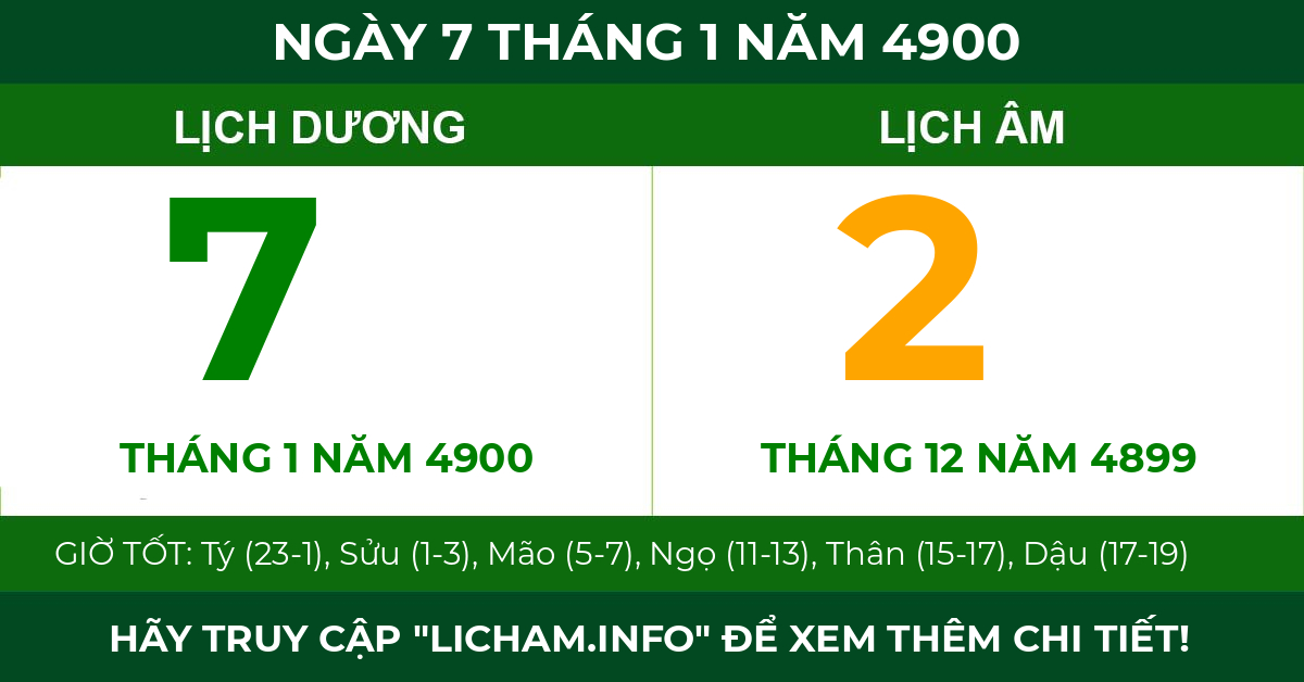 lịch âm ngày 7 tháng 1 năm 4900