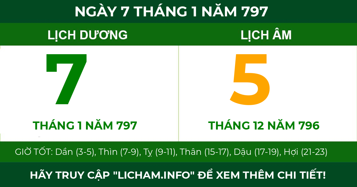 lịch âm ngày 7 tháng 1 năm 797