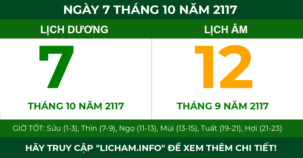 lịch âm ngày 7 tháng 10 năm 2117