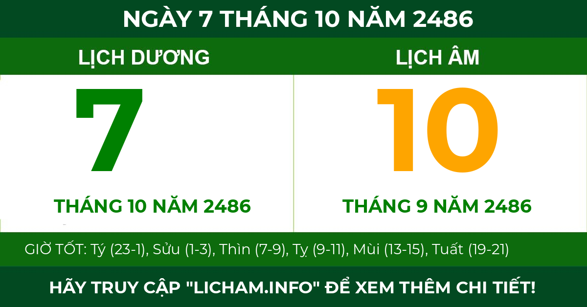 lịch âm ngày 7 tháng 10 năm 2486