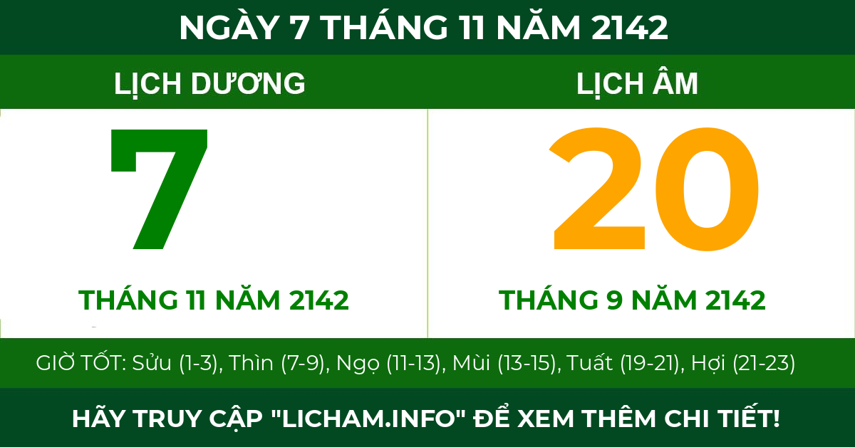 lịch âm ngày 7 tháng 11 năm 2142