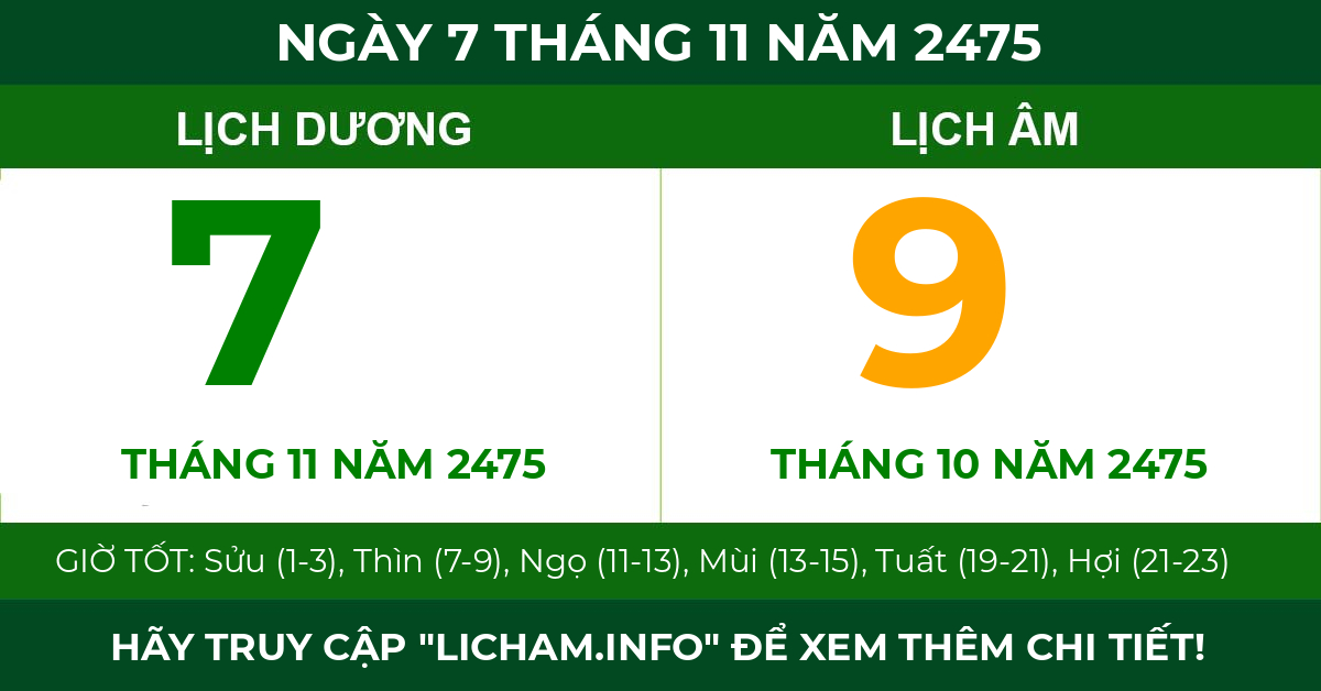 lịch âm ngày 7 tháng 11 năm 2475