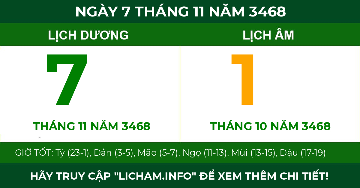lịch âm ngày 7 tháng 11 năm 3468