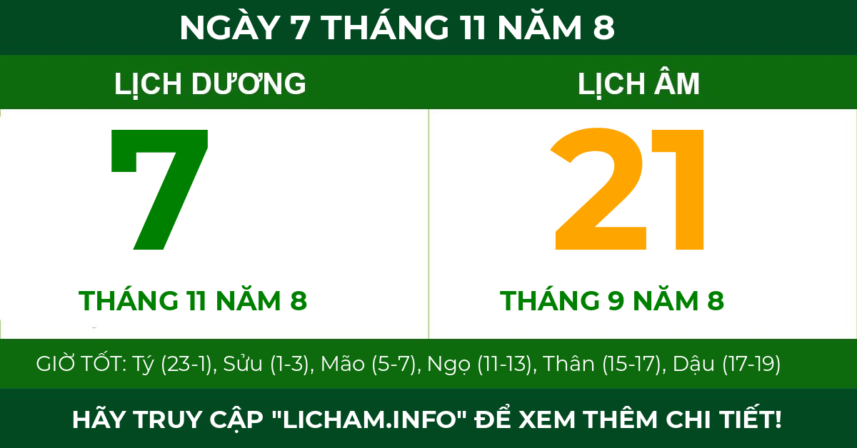 lịch âm ngày 7 tháng 11 năm 8