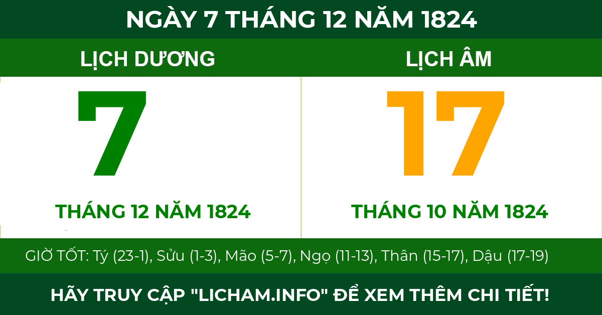 lịch âm ngày 7 tháng 12 năm 1824
