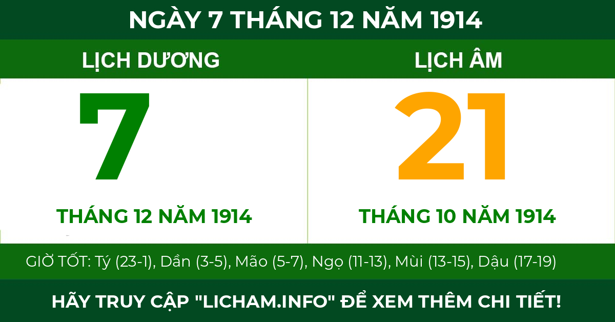 lịch âm ngày 7 tháng 12 năm 1914