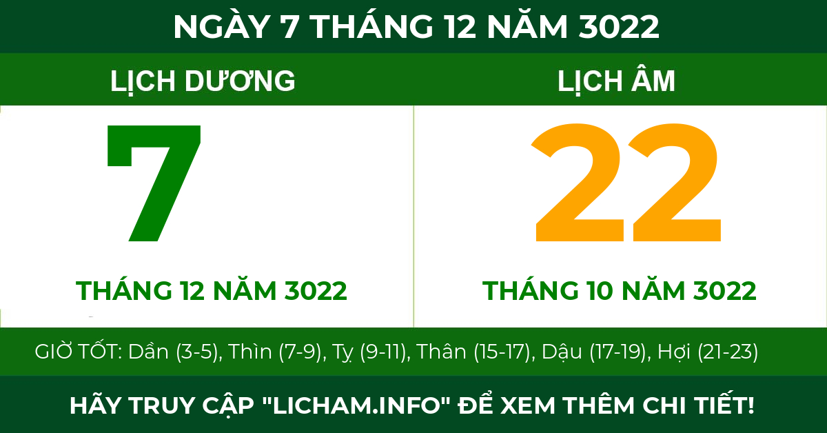 lịch âm ngày 7 tháng 12 năm 3022