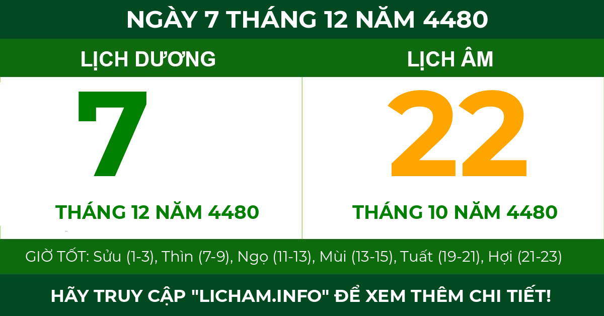 lịch âm ngày 7 tháng 12 năm 4480