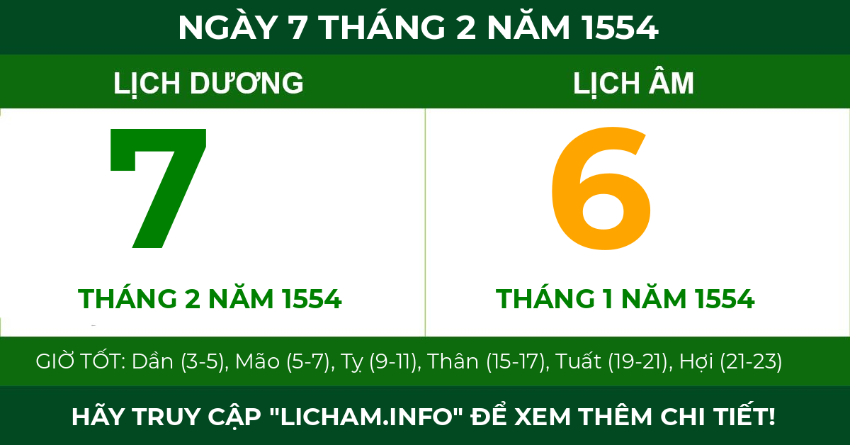 lịch âm ngày 7 tháng 2 năm 1554
