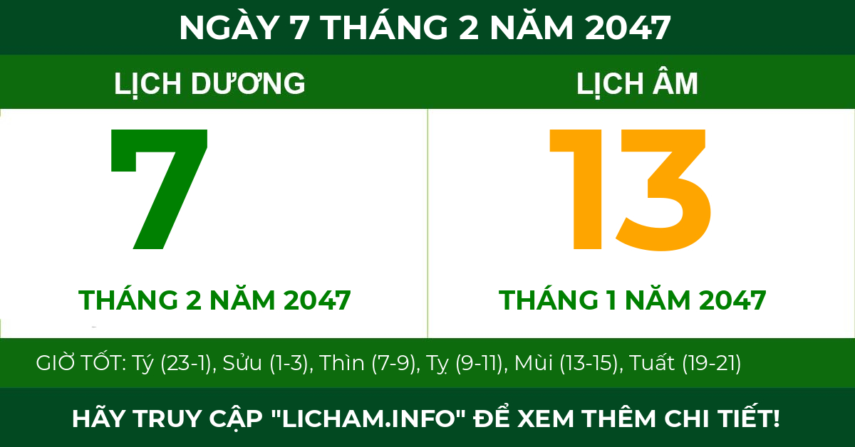 lịch âm ngày 7 tháng 2 năm 2047