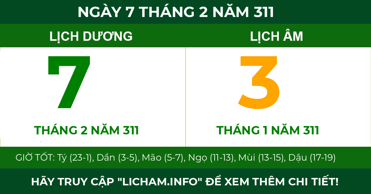 lịch âm ngày 7 tháng 2 năm 311