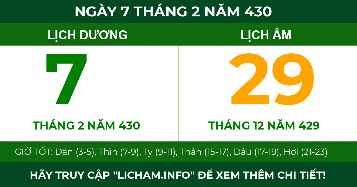 lịch âm ngày 7 tháng 2 năm 430