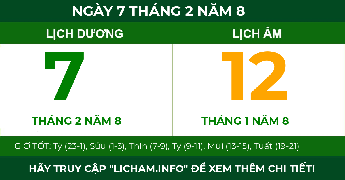 lịch âm ngày 7 tháng 2 năm 8