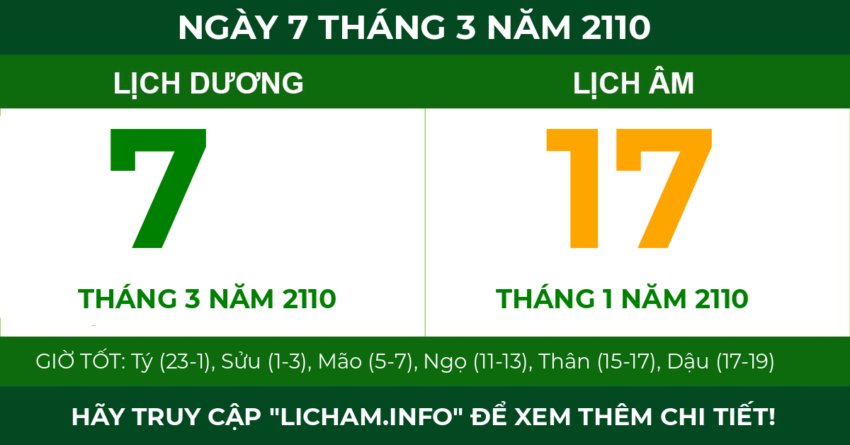 lịch âm ngày 7 tháng 3 năm 2110