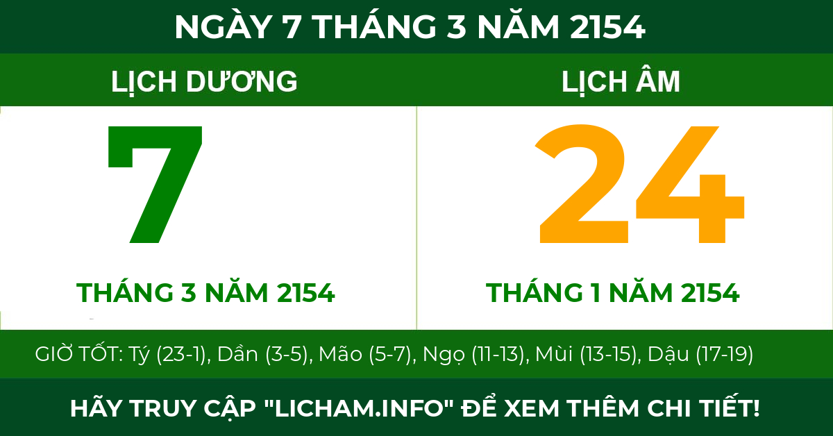 lịch âm ngày 7 tháng 3 năm 2154