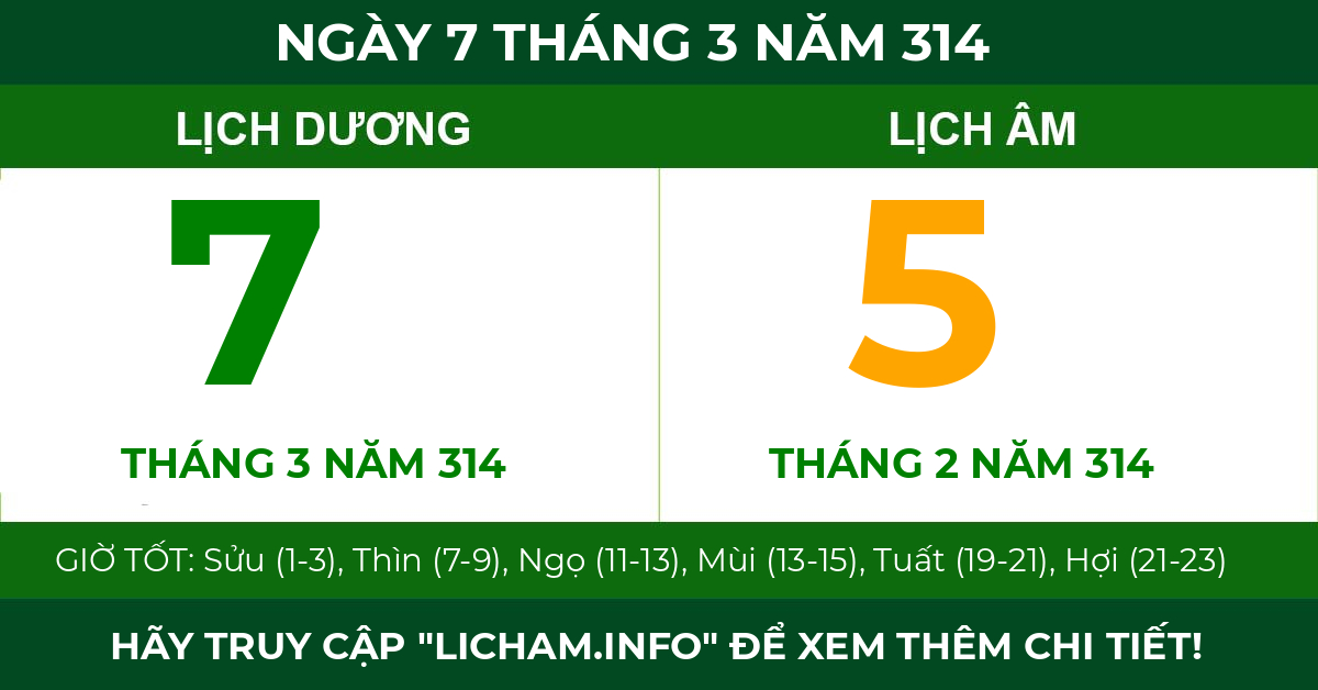 lịch âm ngày 7 tháng 3 năm 314