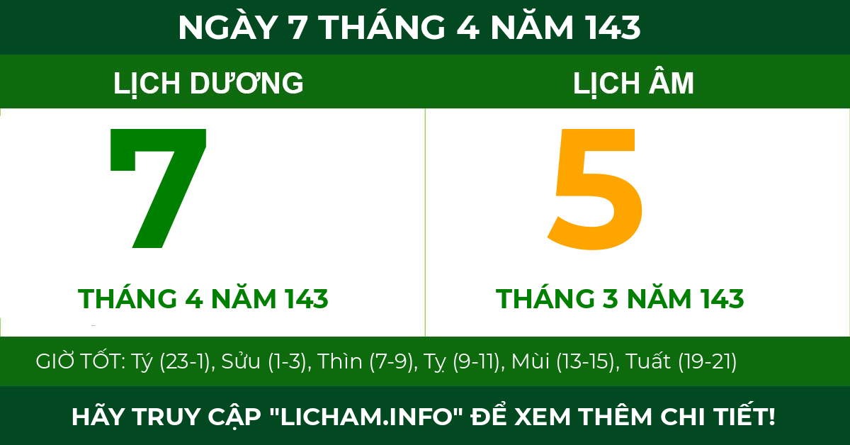 lịch âm ngày 7 tháng 4 năm 143