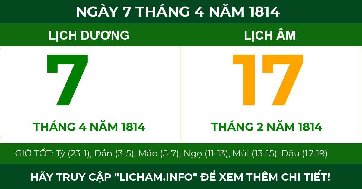 lịch âm ngày 7 tháng 4 năm 1814