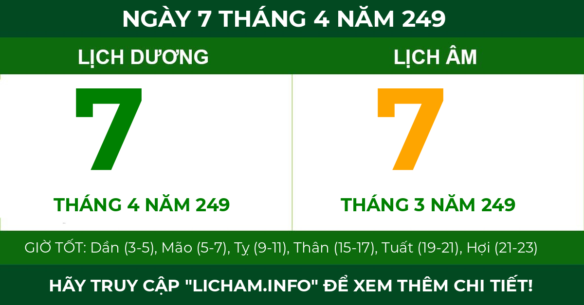 lịch âm ngày 7 tháng 4 năm 249