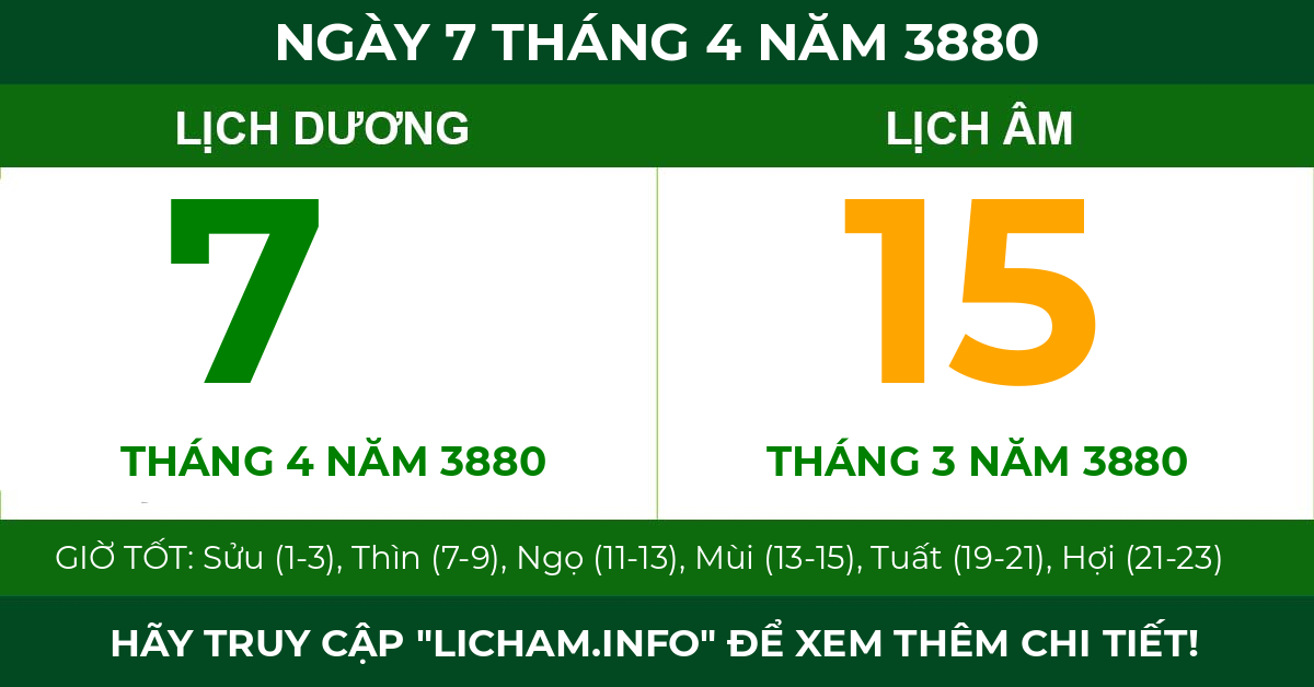 lịch âm ngày 7 tháng 4 năm 3880