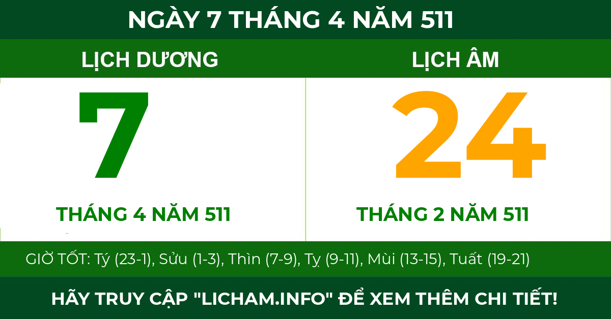 lịch âm ngày 7 tháng 4 năm 511