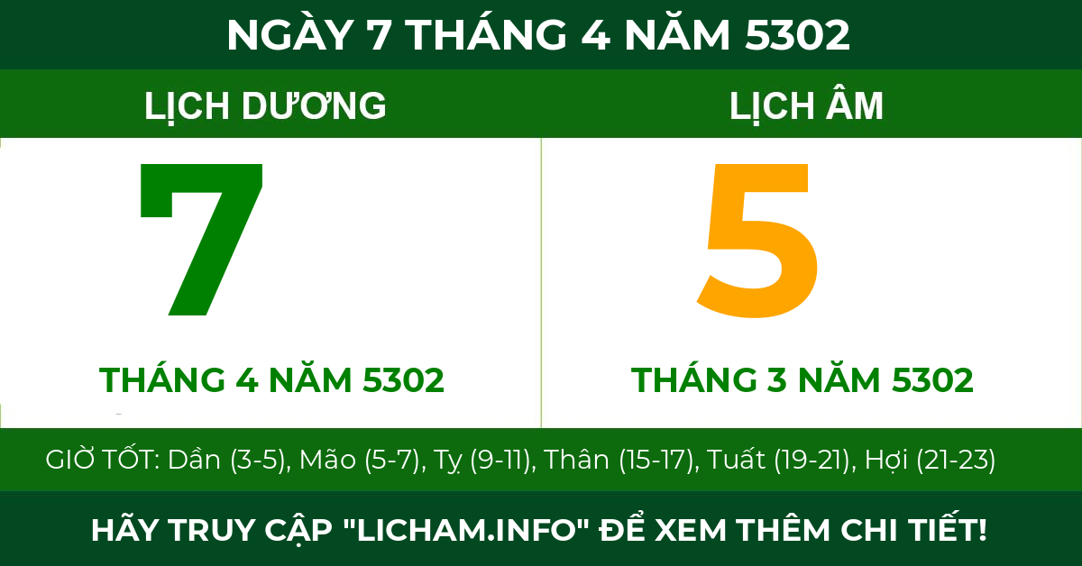 lịch âm ngày 7 tháng 4 năm 5302