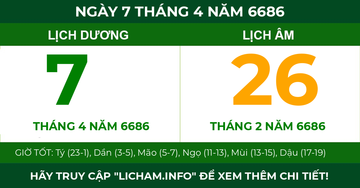 lịch âm ngày 7 tháng 4 năm 6686