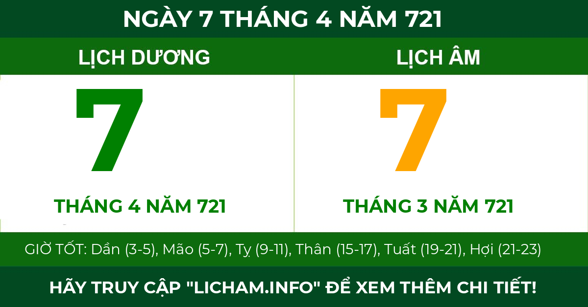 lịch âm ngày 7 tháng 4 năm 721