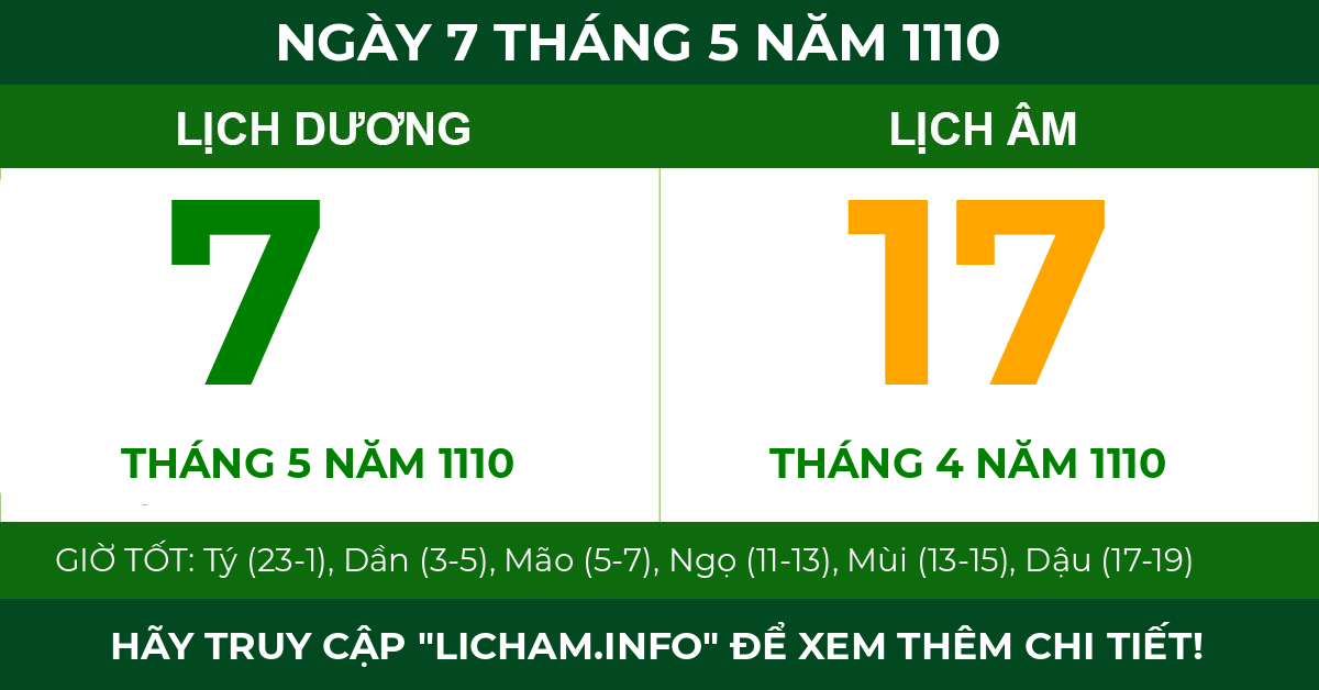 lịch âm ngày 7 tháng 5 năm 1110