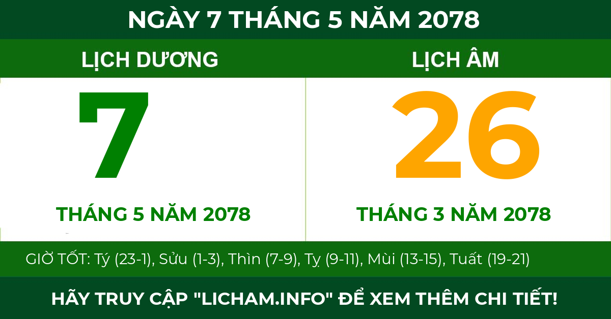 lịch âm ngày 7 tháng 5 năm 2078