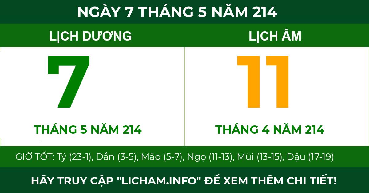 lịch âm ngày 7 tháng 5 năm 214