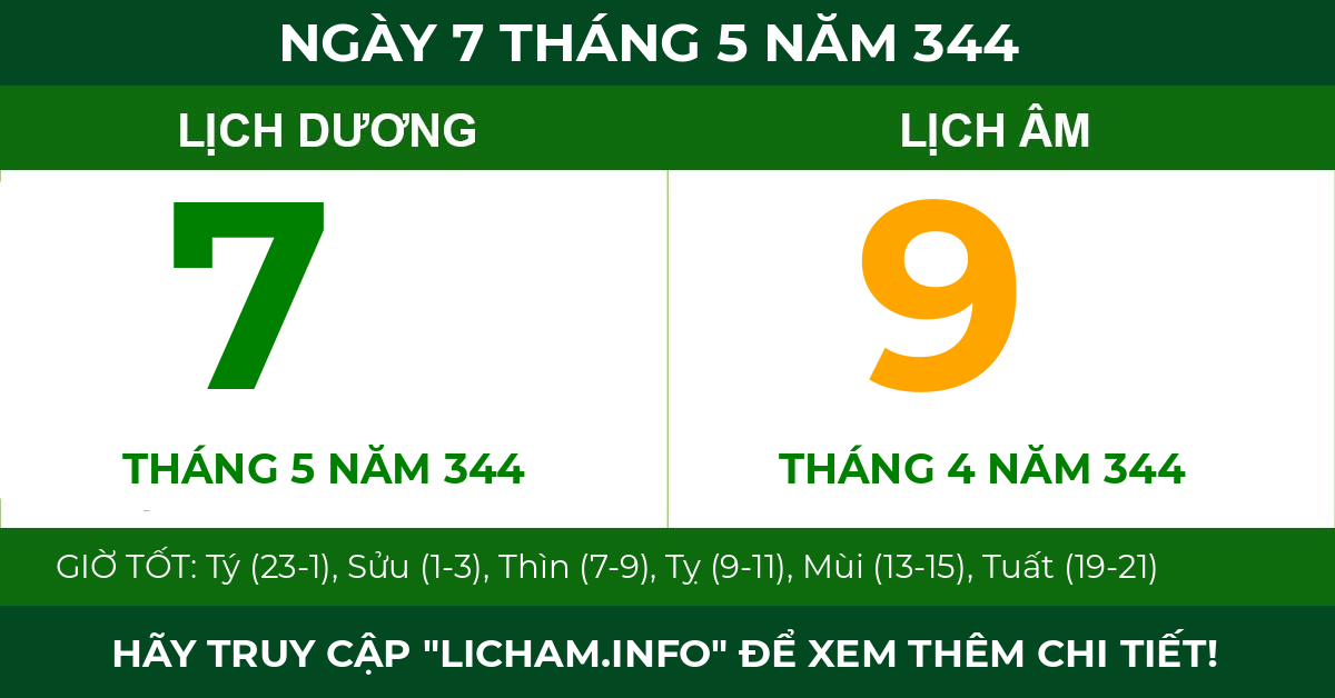 lịch âm ngày 7 tháng 5 năm 344