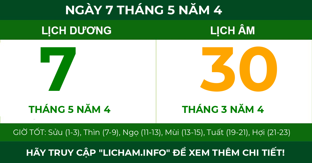 lịch âm ngày 7 tháng 5 năm 4
