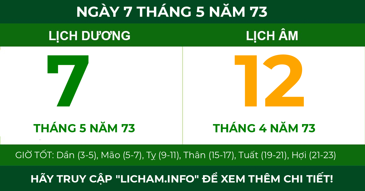 lịch âm ngày 7 tháng 5 năm 73