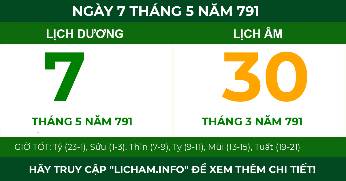 lịch âm ngày 7 tháng 5 năm 791