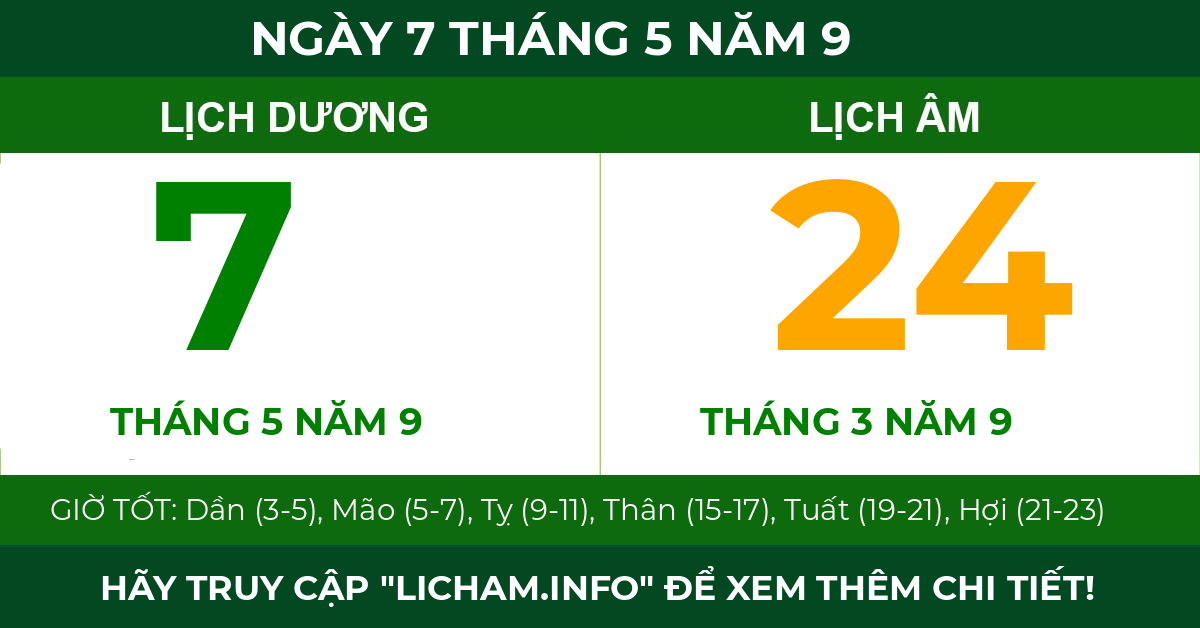 lịch âm ngày 7 tháng 5 năm 9