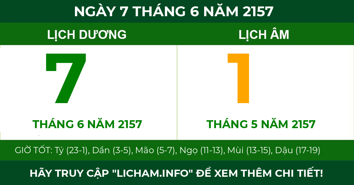 lịch âm ngày 7 tháng 6 năm 2157