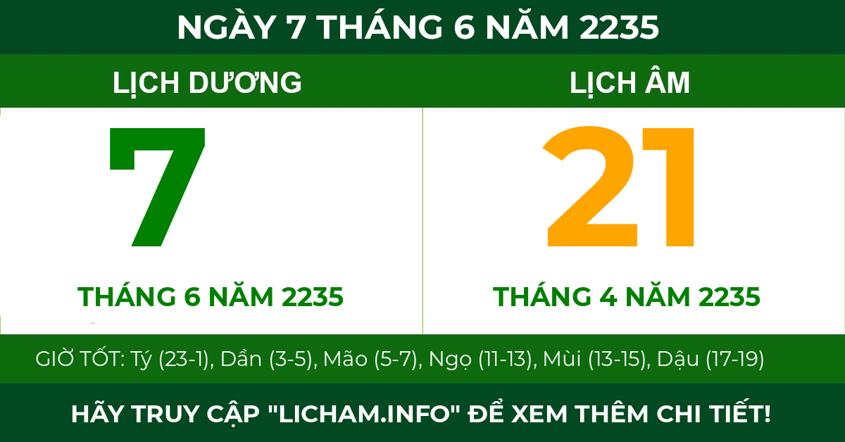 lịch âm ngày 7 tháng 6 năm 2235