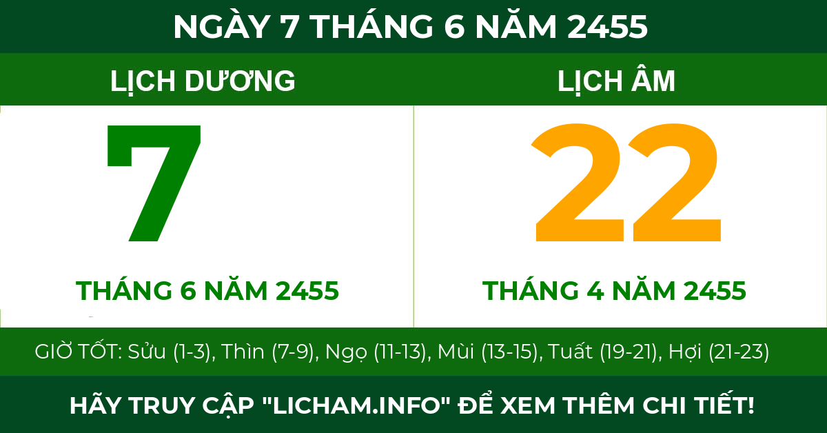 lịch âm ngày 7 tháng 6 năm 2455