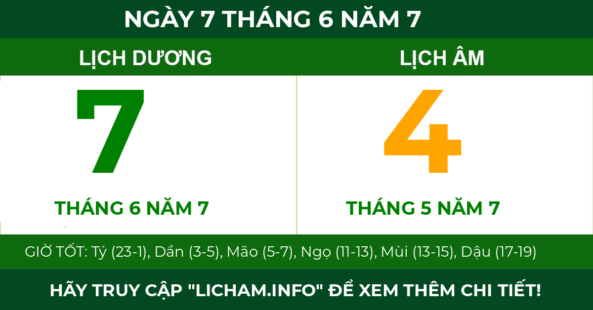 lịch âm ngày 7 tháng 6 năm 7