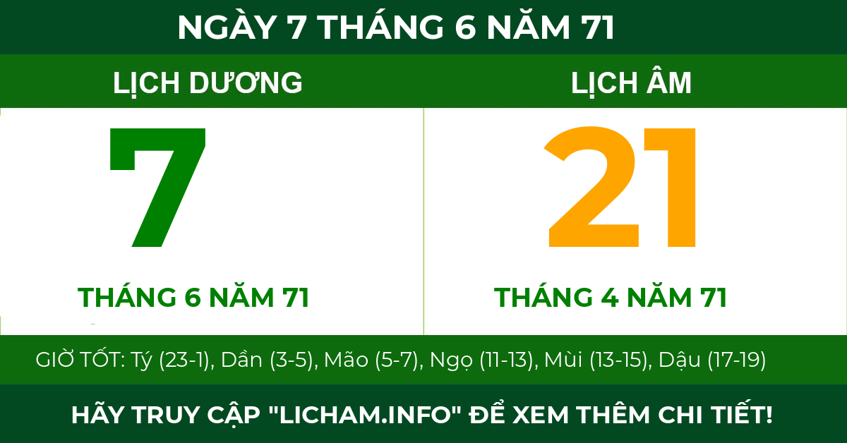 lịch âm ngày 7 tháng 6 năm 71