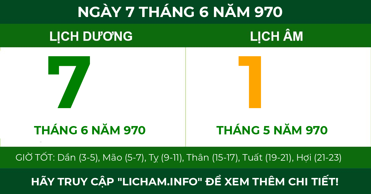 lịch âm ngày 7 tháng 6 năm 970