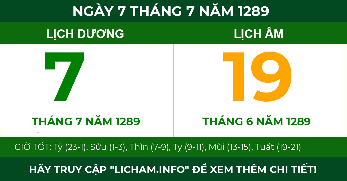 lịch âm ngày 7 tháng 7 năm 1289