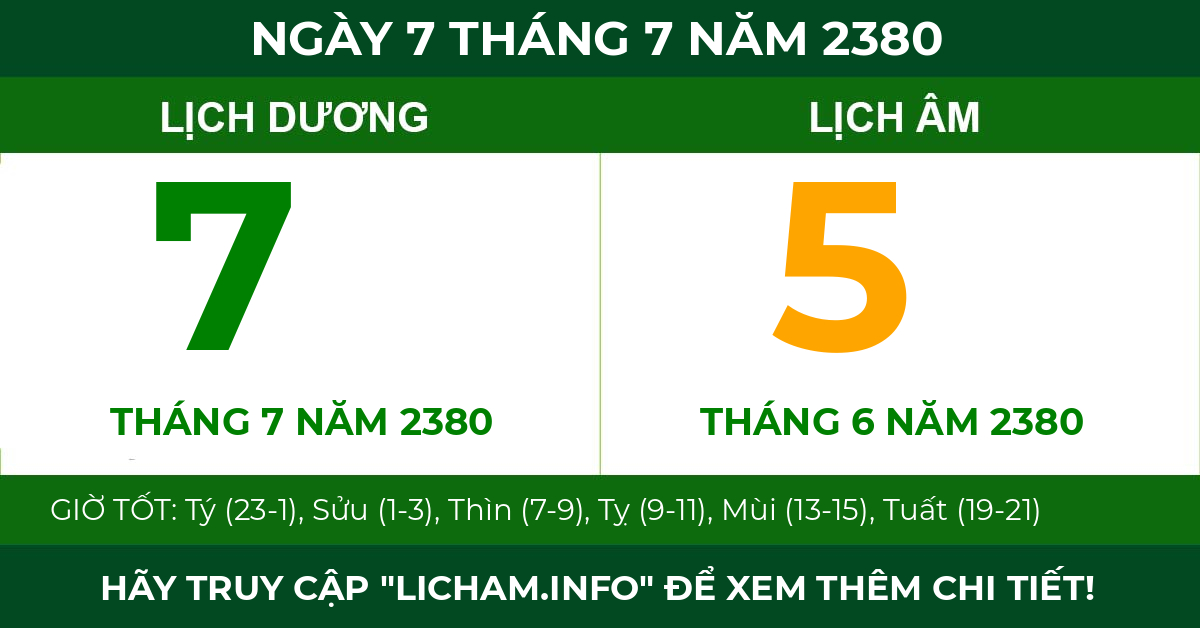 lịch âm ngày 7 tháng 7 năm 2380