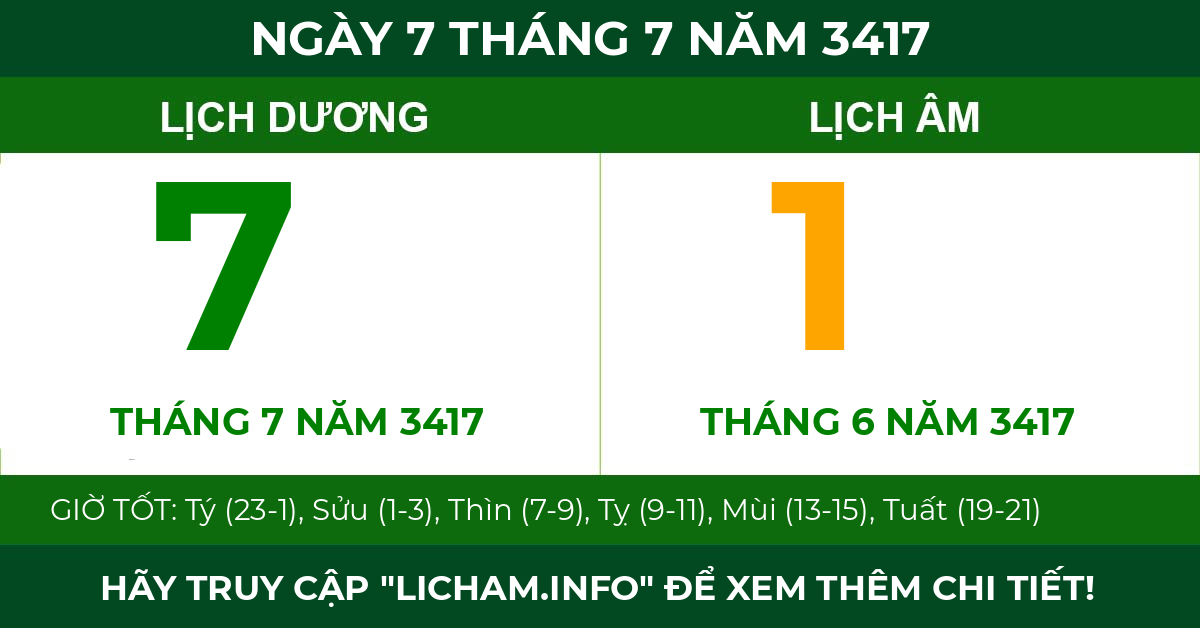 lịch âm ngày 7 tháng 7 năm 3417
